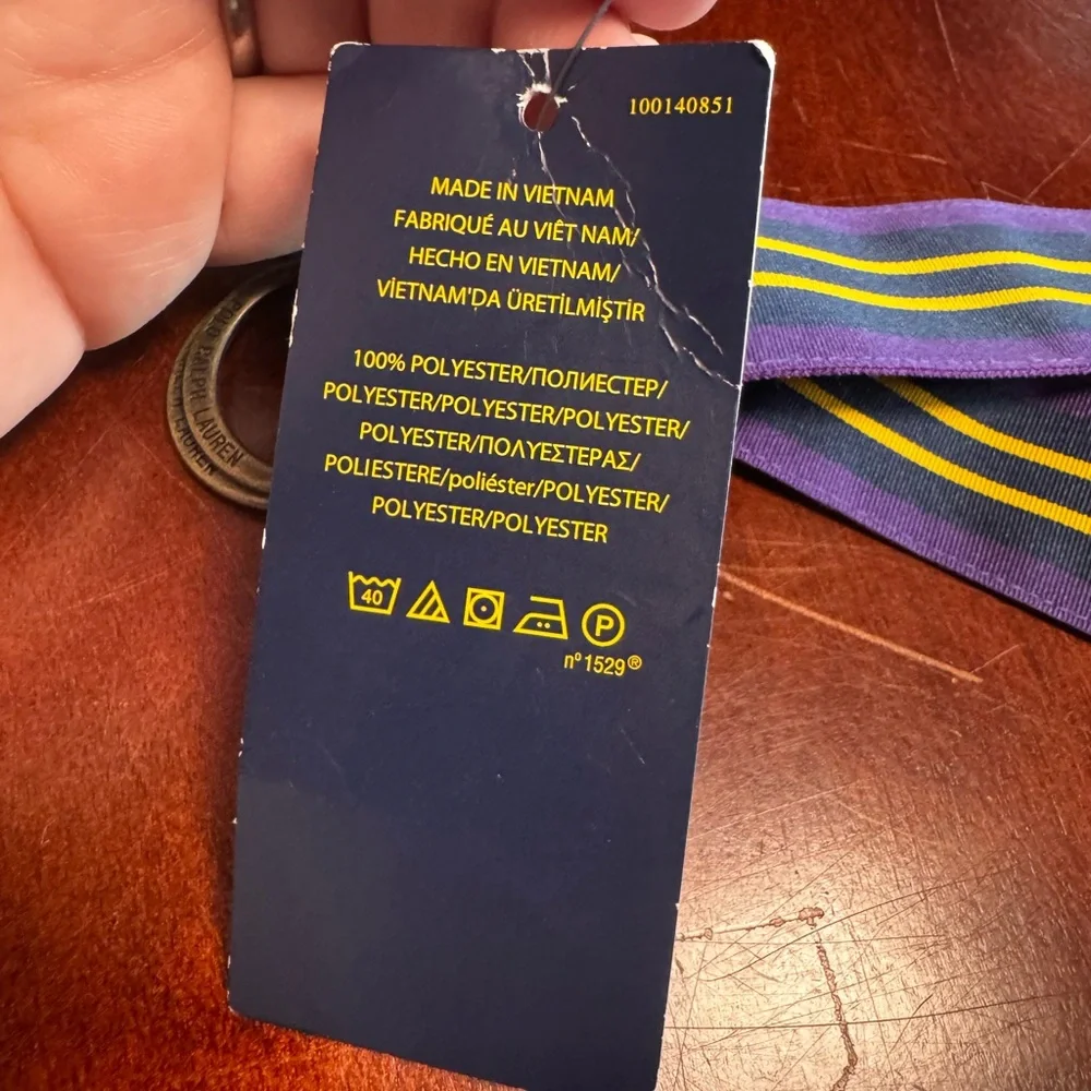 Polo Ralph Lauren Purple Navy and Yellow Striped Belt - Picture 4 of 8
